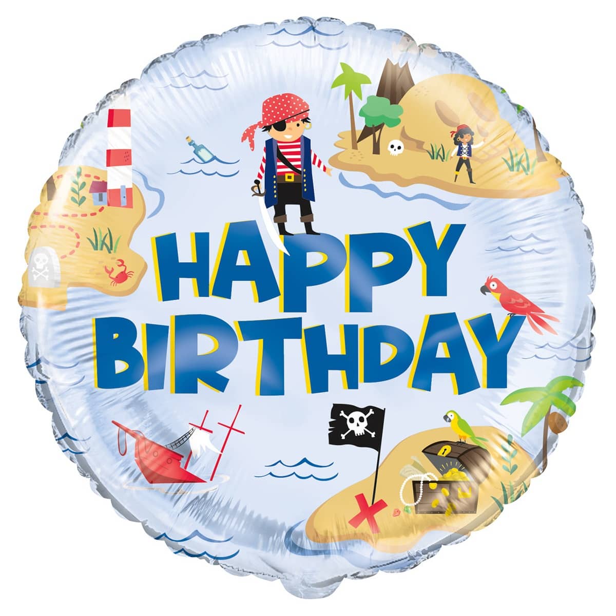 Ahoy Pirate Happy Birthday Foil Balloon 45cm (18") - Party Owls