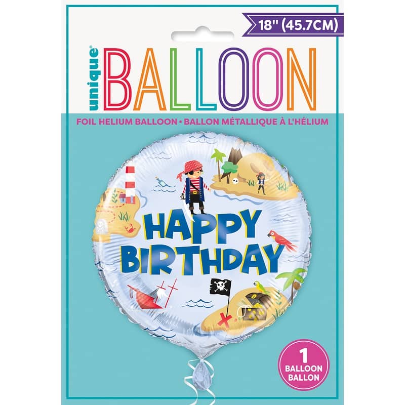 Ahoy Pirate Happy Birthday Foil Balloon 45cm (18") - Party Owls