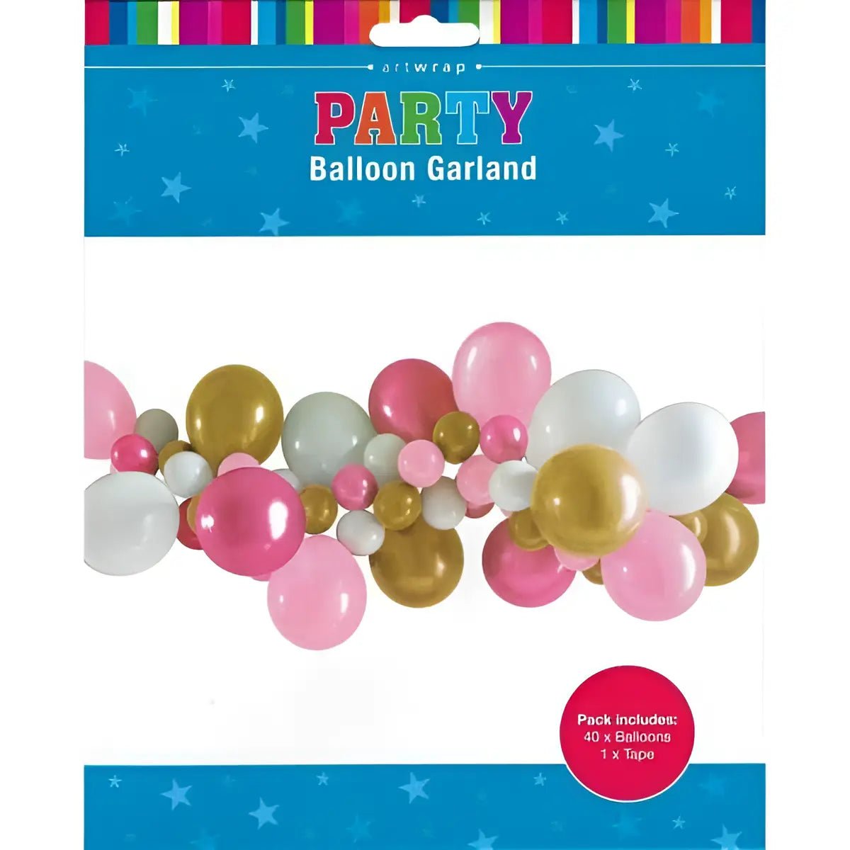 Balloon Garland Arch Kit 40pcs Pink White Chrome - Party Owls