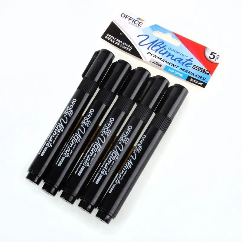 Black Permanent Markers 5pk Bullet Tips - Party Owls
