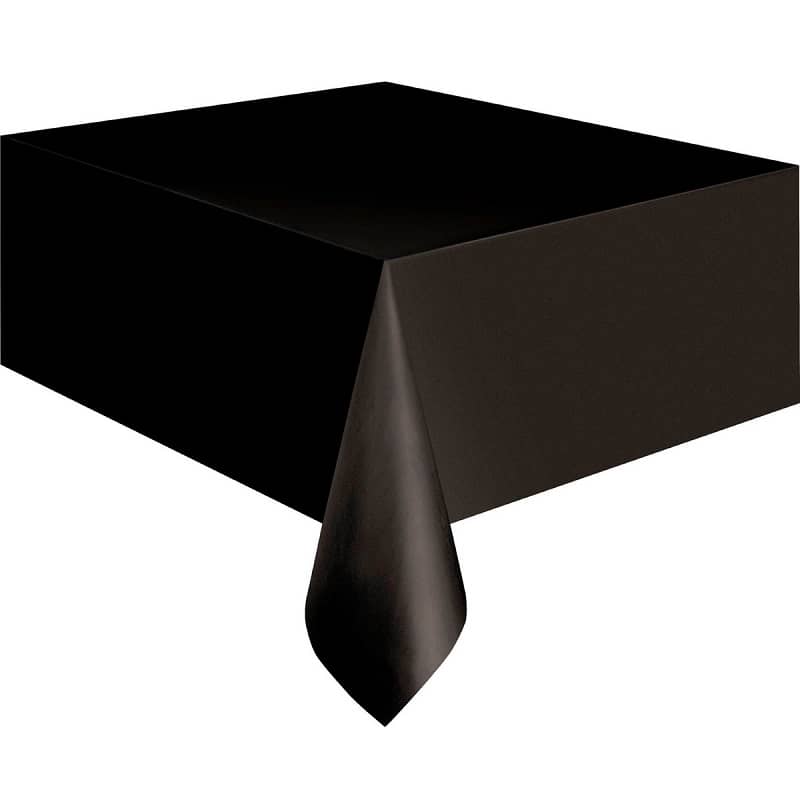 Black Rectangle Solid Colour Plastic Table Cover 137cm x 274cm - Party Owls