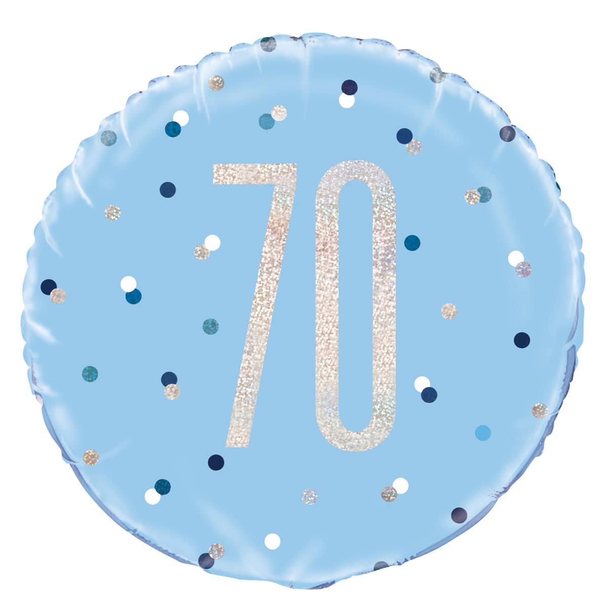 Blue 70th Birthday Foil Prismatic Balloon 45cm (18") - Party Owls
