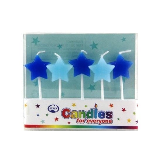 Blue Stars Small Pick Candles 5pk - Party Owls