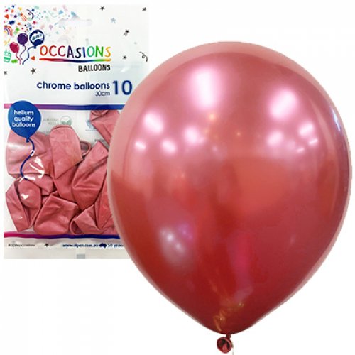 Chrome Pink Latex Balloons 30cm (12") 10pk - Party Owls