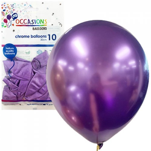 Chrome Purple Latex Balloons 30cm (12") 10pk - Party Owls