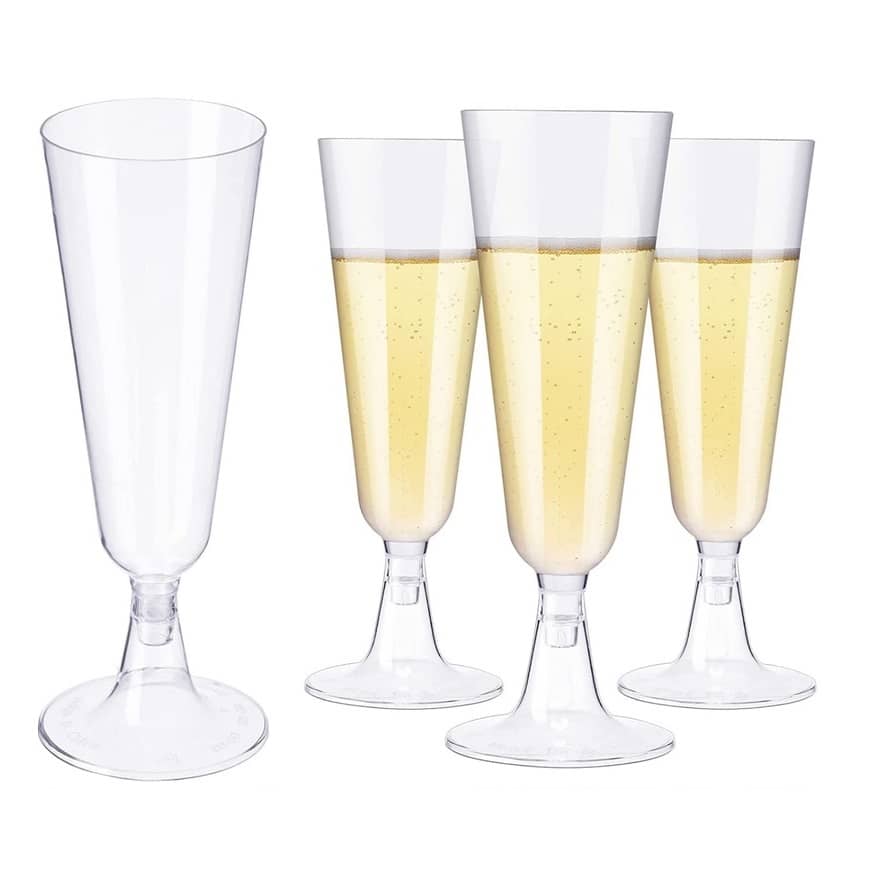 Clear Plastic Champagne Glasses 150ml 15pk Drinkware - Party Owls