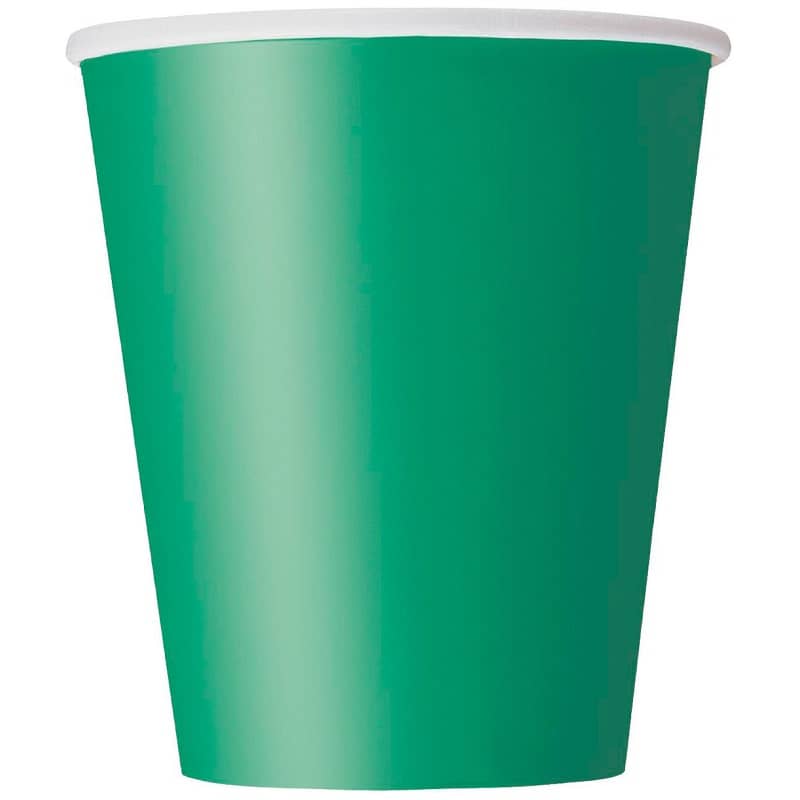 Emerald Green Solid Colour Paper Cups 8pk - Party Owls