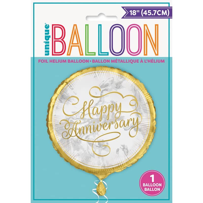 Gold Happy Anniversary Foil Balloon 45cm (18") - Party Owls