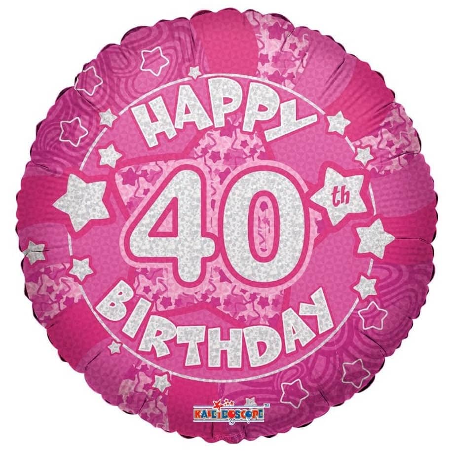 Happy 40th Birthday Pink Foil Balloon 45cm (18") Round - Party Owls