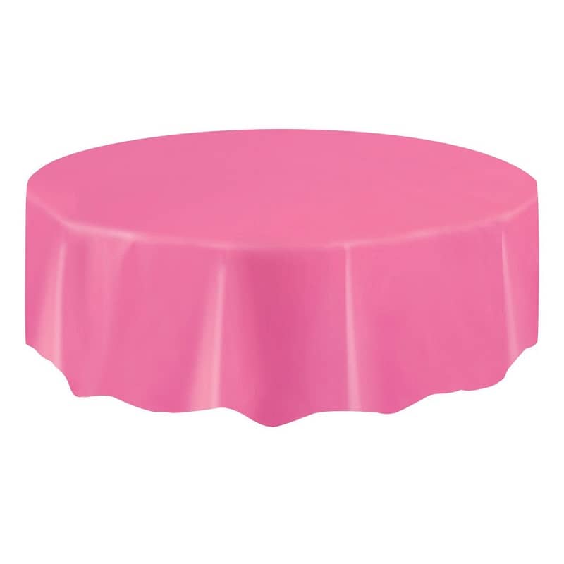 Hot Pink Solid Colour Round Plastic Table Cover 213cm (84") - Party Owls