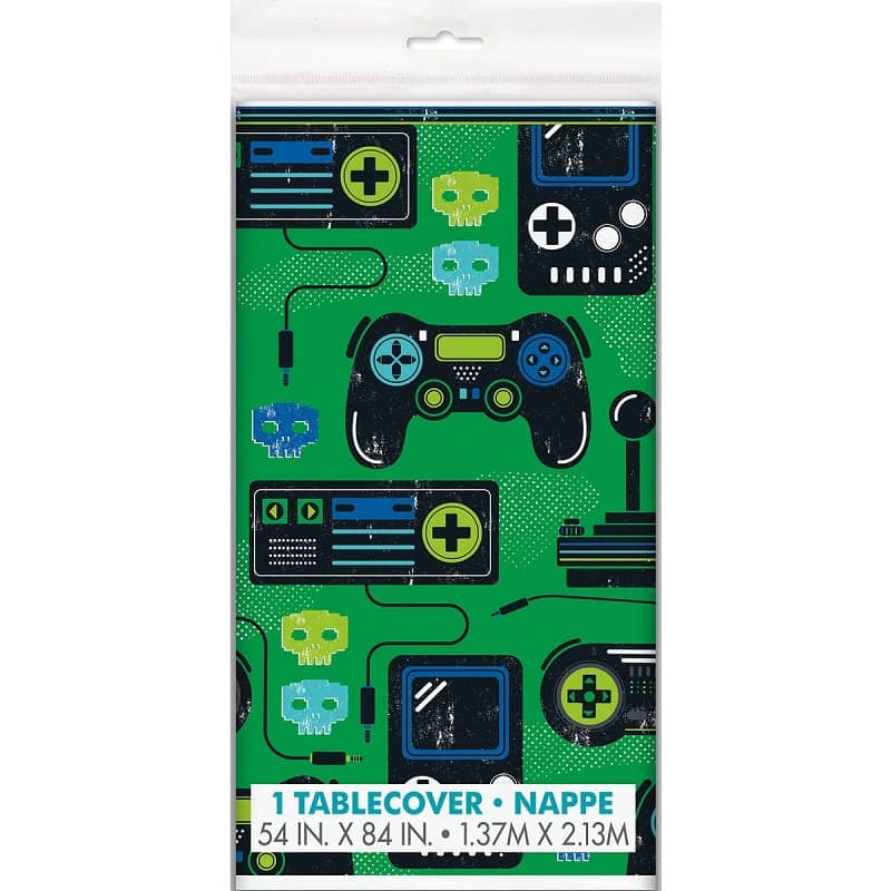 Level Up Video Gaming Party Plastic Table Cover 137cm x 213cm (54" x 84") - Party Owls