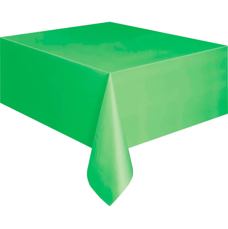 Lime Green Rectangle Solid Colour Plastic Table Cover 137cm x 274cm - Party Owls