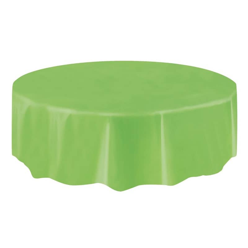 Lime Green Solid Colour Round Plastic Table Cover 213cm (84") - Party Owls