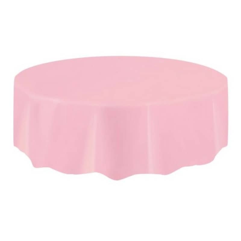 Lovely Pink Solid Colour Round Plastic Table Cover 213cm (84") - Party Owls