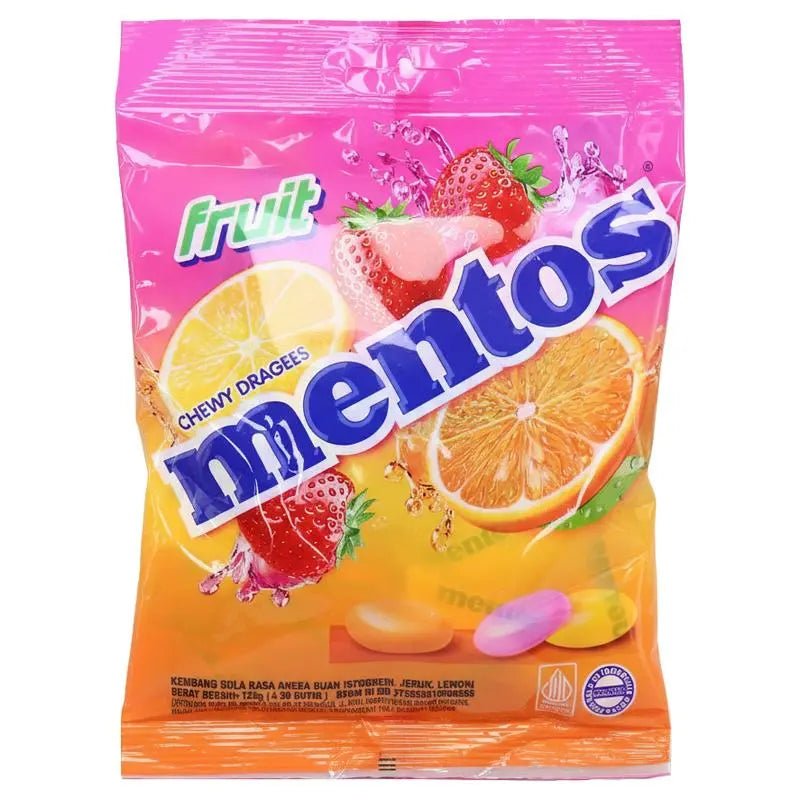 Mentos Fruit Chewy Dragees 135g Bag (50pcs) Single Flow Wrap - Party Owls