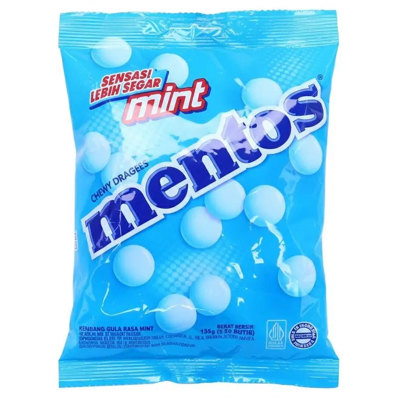 Mentos Mint Chewy Dragees 135g Bag (50pcs) Single Flow Wrap - Party Owls