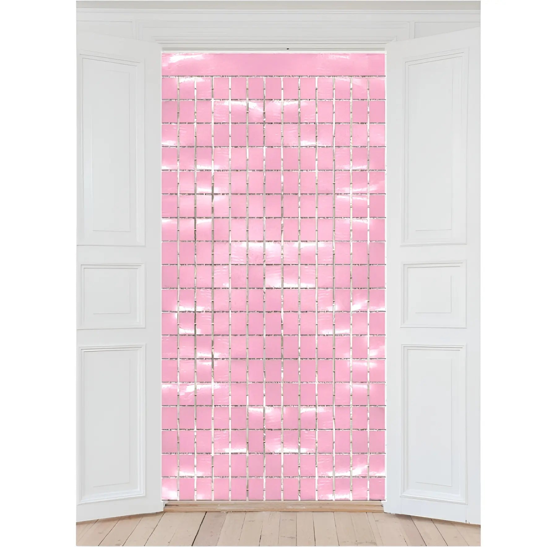 Metallic Pink Foil Square Curtain 90cm x 2m Backdrop - Party Owls