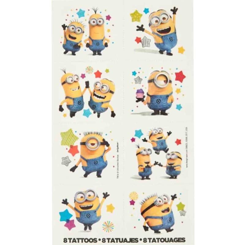 Minions Fake Tattoos 8pcs Party Favour - Party Owls