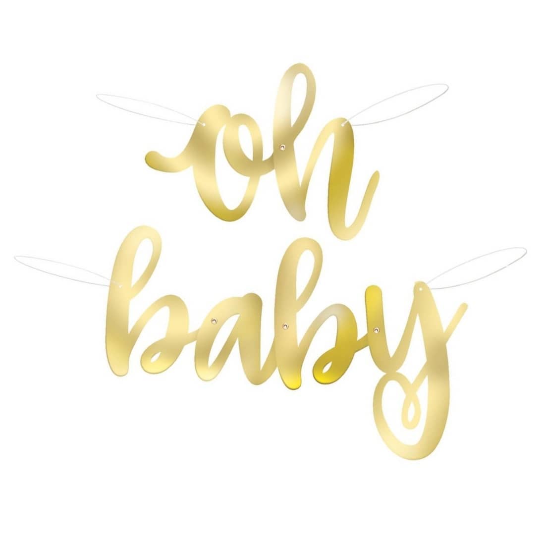 Oh Baby Gold Stamped Foil Script Banner 85cm (2.8') - Party Owls