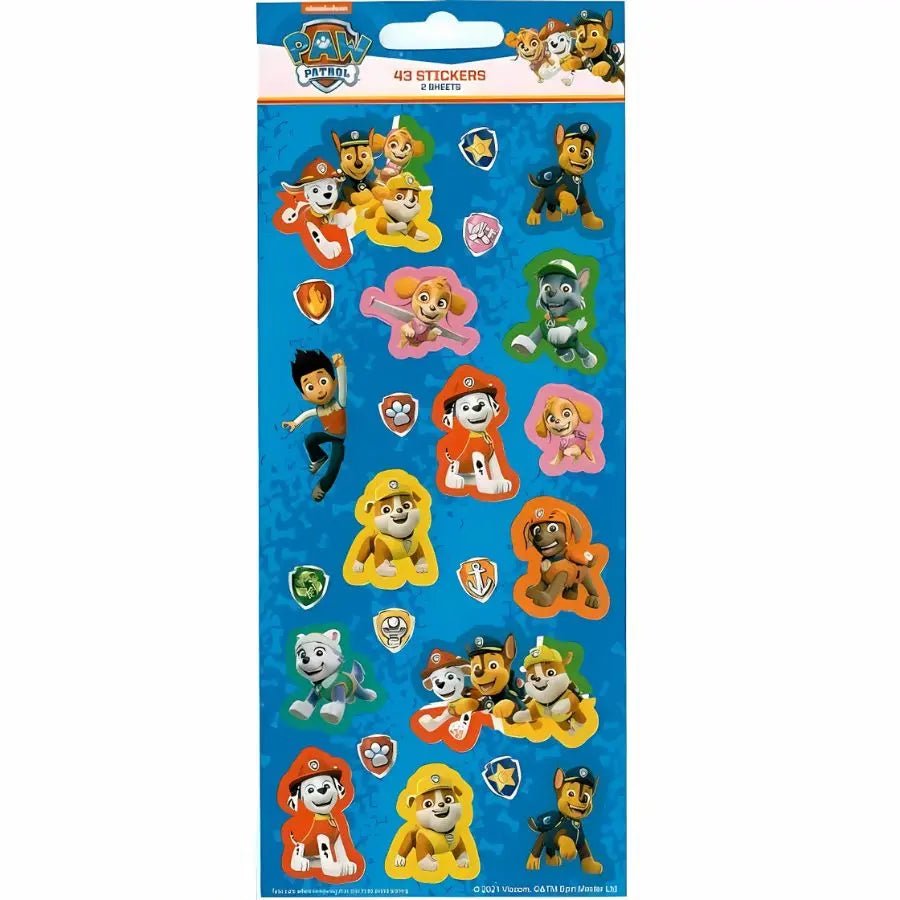PAW Patrol Sticker Sheets 43pk (2 Sheets) - Party Owls