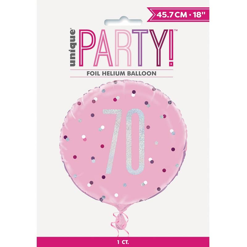 Pink 70th Birthday Foil Prismatic Balloon 45cm (18") - Party Owls