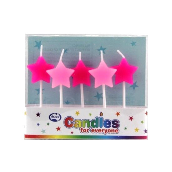 Pink Stars Small Pick Candles 5pk - Party Owls