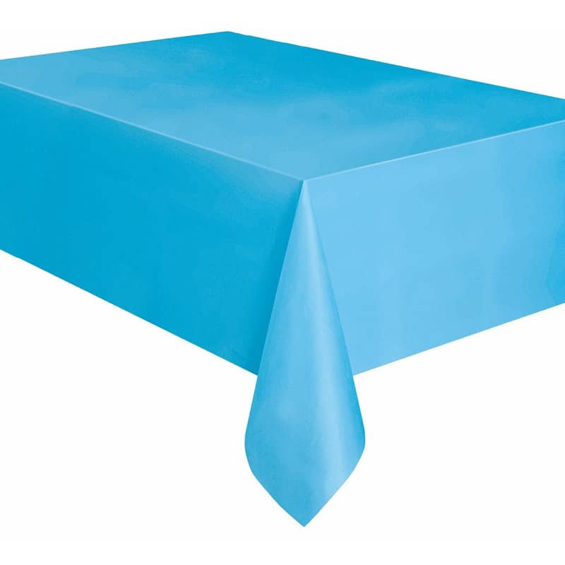 Powder Blue Rectangle Solid Colour Plastic Table Cover 137cm x 274cm - Party Owls