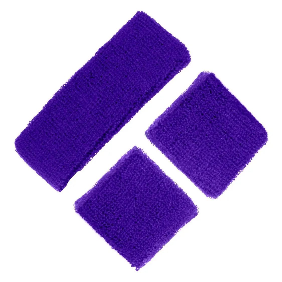 Purple 80's Cotton Wristbands Headband Sweatbands Set Party Owls