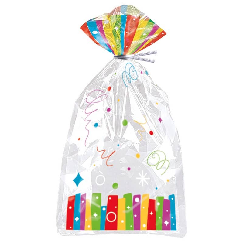 Rainbow Ribbons Cello Bags 20pk 28cm x 13cm (11" x 5") - Party Owls