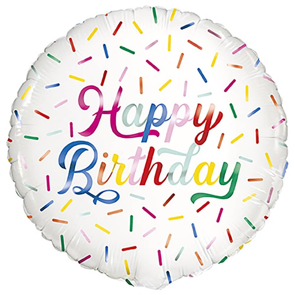 Rainbow Sprinkles Happy Birthday Foil Balloon 45cm (18") - Party Owls