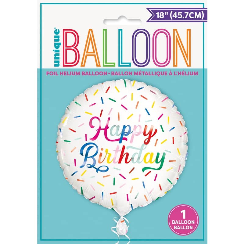 Rainbow Sprinkles Happy Birthday Foil Balloon 45cm (18") - Party Owls