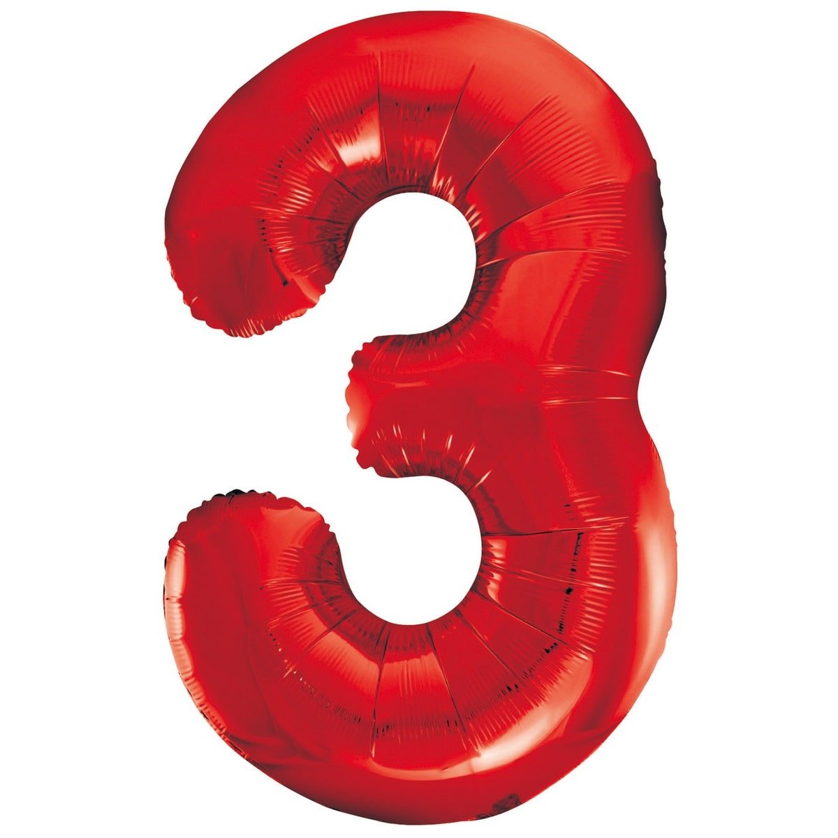 Red Number 3 Giant Numeral Foil Balloon 86cm (34") - Party Owls