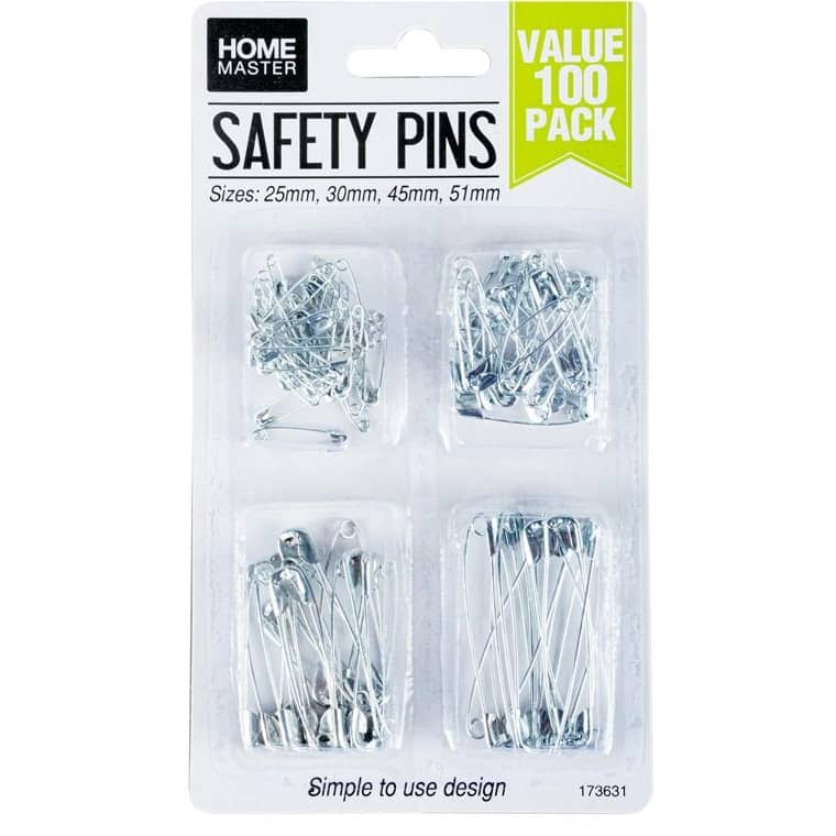 Safety Pins 100pcs Assorted 4 Sizes Value Pack - Party Owls