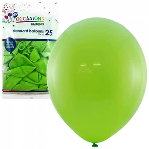 Standard Lime Green Latex Balloons 30cm (12") 25pk - Party Owls
