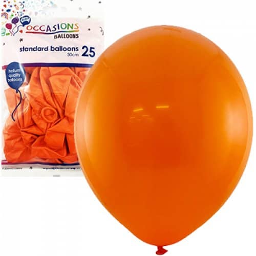 Standard Orange Latex Balloons 30cm (12") 25pk - Party Owls