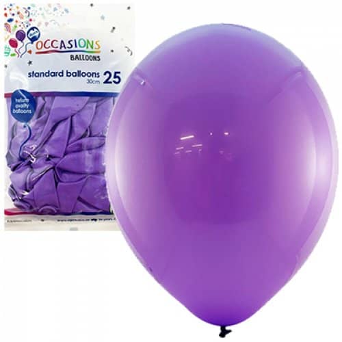 Standard Purple Latex Balloons 30cm (12") 25pk - Party Owls