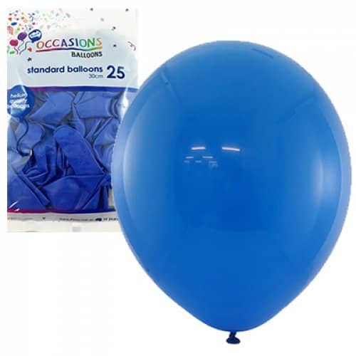 Standard Royal Blue Latex Balloons 30cm (12") 25pk - Party Owls