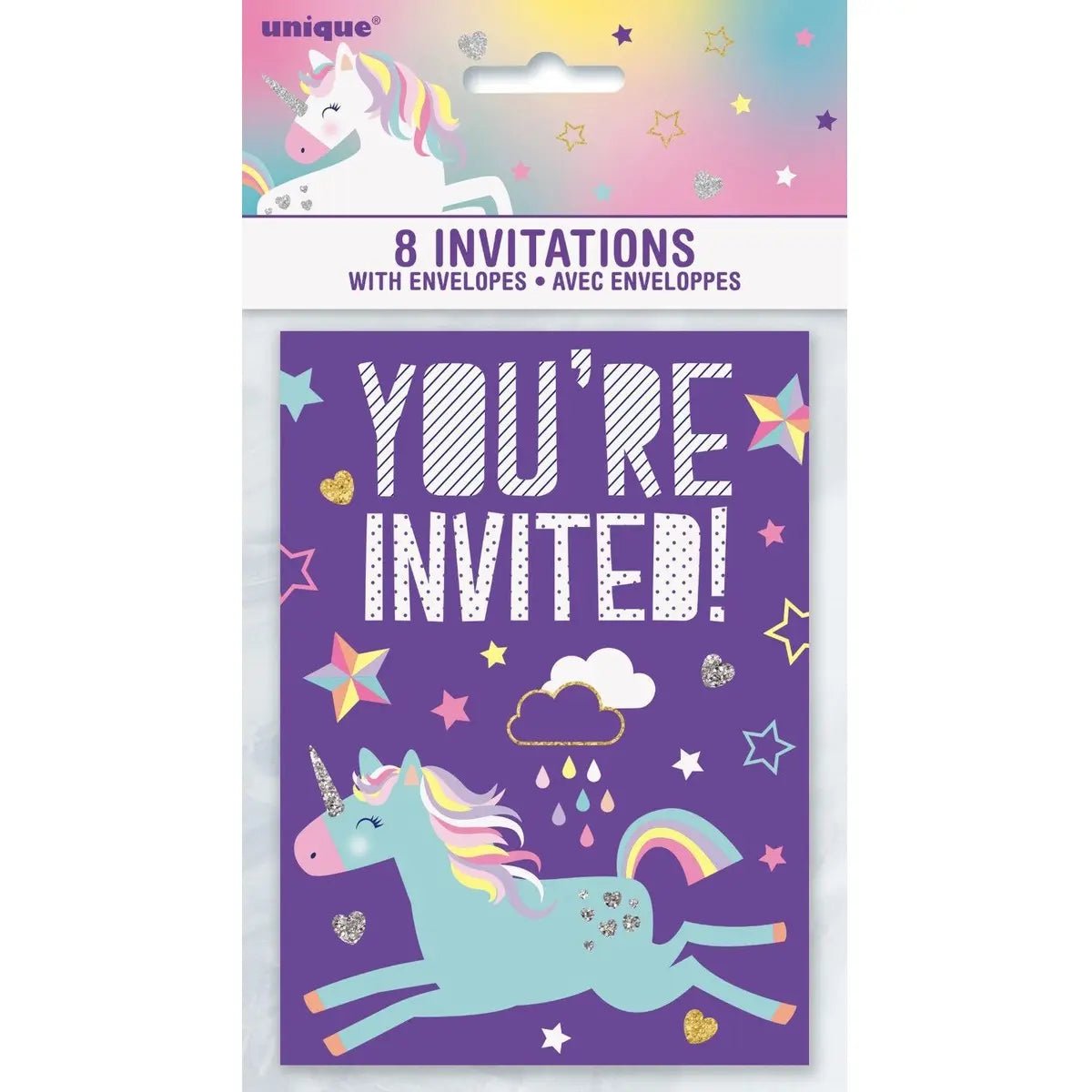 Unicorn Party Invitations 8pk With Envelopes - Party Owls