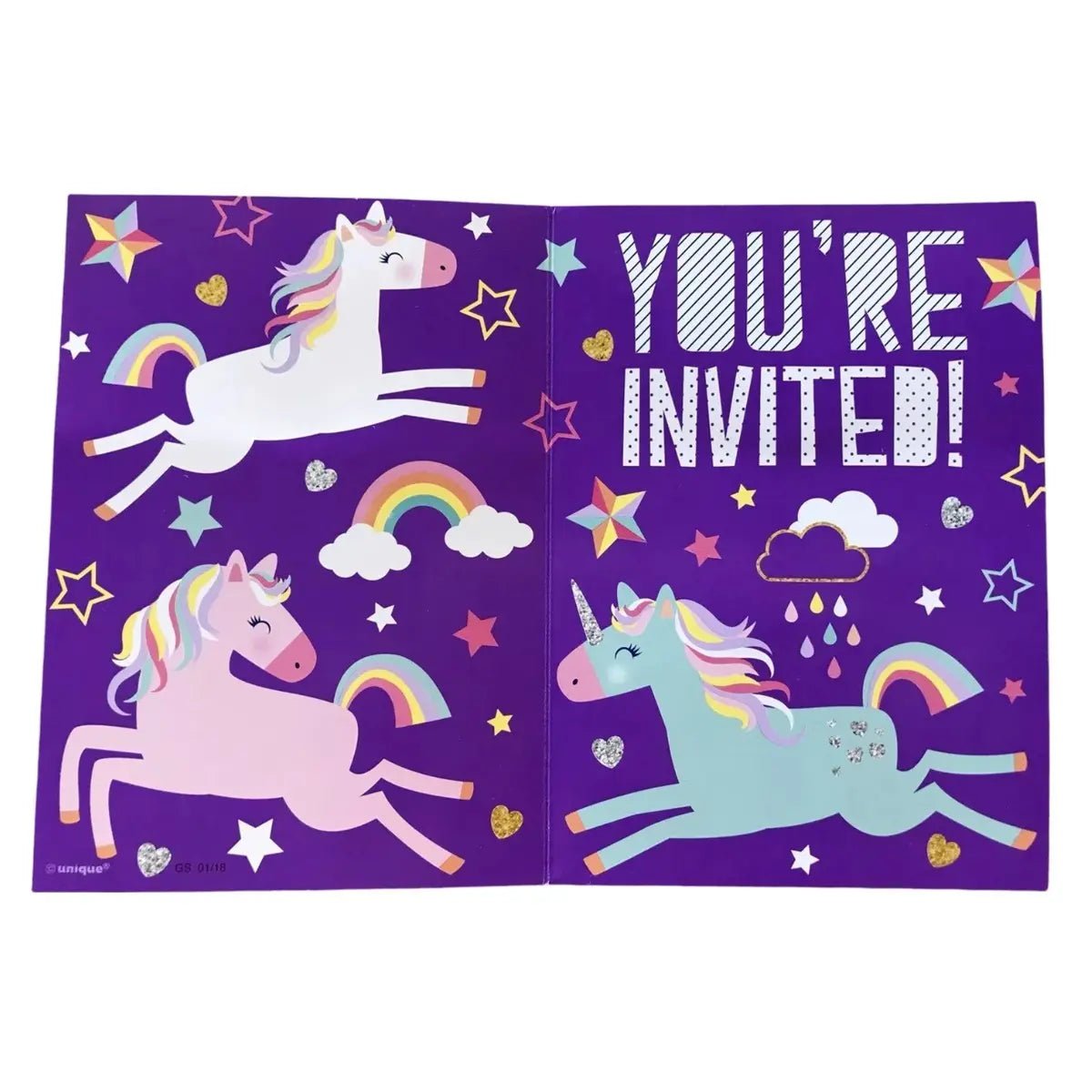 Unicorn Party Invitations 8pk With Envelopes - Party Owls