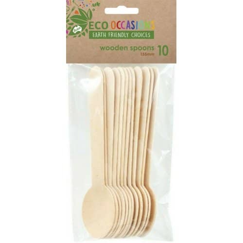 Wooden Spoons 155mm 10pk Cutlery Pack - Party Owls