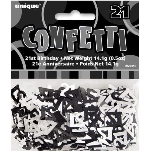 Glitz Black And Silver 21st Birthday Confetti 14g Table Decorations 55223 - Party Owls