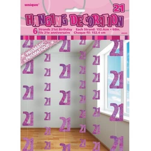 Glitz Pink And Silver 21st Birthday Hanging Decorations 55323 - Party Owls