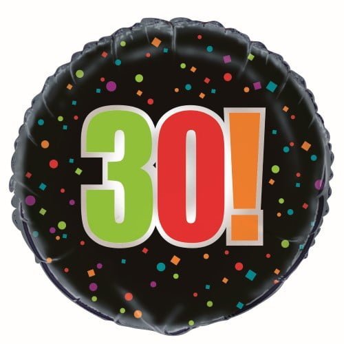 30th Birthday Cheer Black Foil Balloon 45cm 45823 - Party Owls