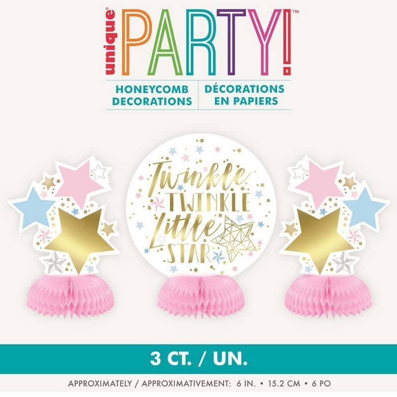Twinkle Little Star 4 Mini Honeycomb Table Decorations 72421 - Party Owls