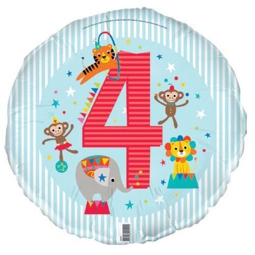4th Birthday Jungle Safari Foil Balloon 45cm (18")  E2191 - Party Owls