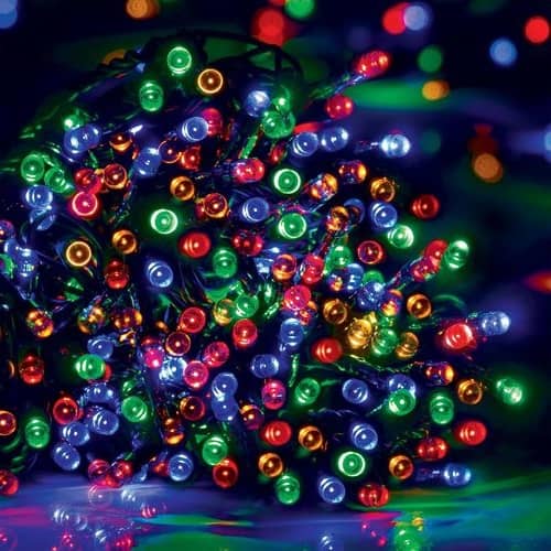 500 Multicolour LED Fairy Lights 24.9M Lit Length 8 Functions Connectable - Party Owls
