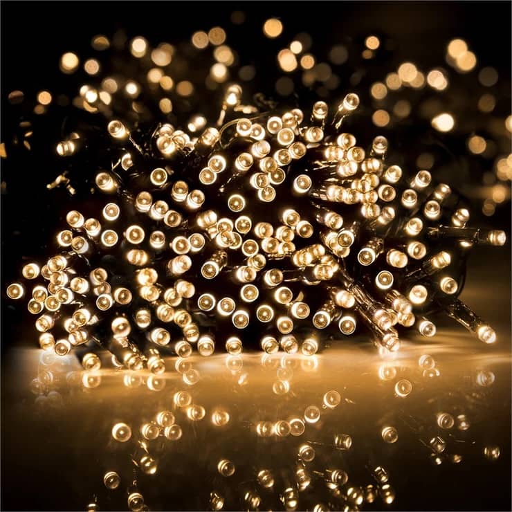 500 Warm White LED Fairy Lights 24.9M Lit Length 8 Functions Connectable - Party Owls