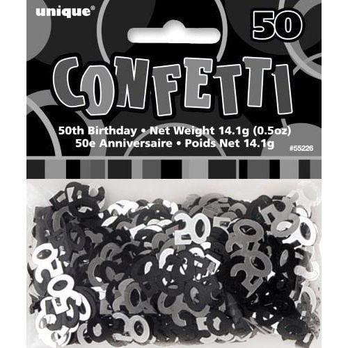 50th Birthday Confetti Table Decorations Glitz Black Silver 55226 - Party Owls