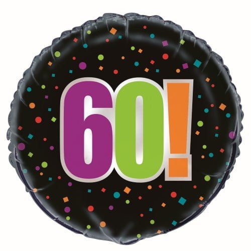 60th Birthday Cheer Black Foil Balloon 45cm 45826 - Party Owls