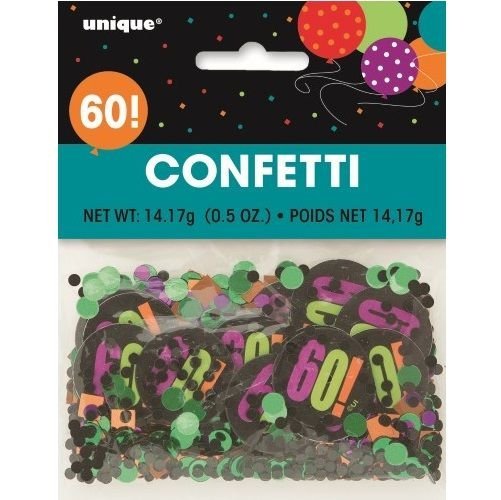 60th Birthday Confetti Table Decorations Multi-colour 45866 - Party Owls